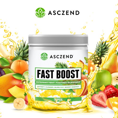 Eye-catching Fresh & Healthy Supplement Label Packaging Design for Asczend