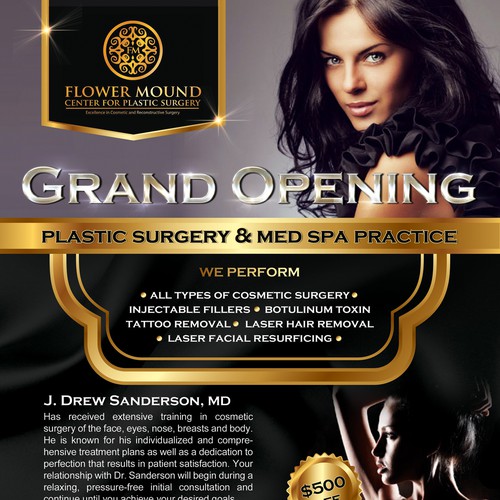 postcard or flyer for Flower Mound Center for Plastic Surgery and MedSpa