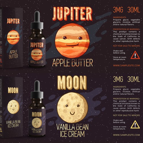 Illustrated Packaging Design for Premium E-Juice Line