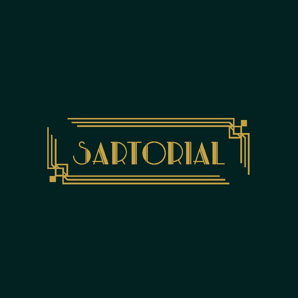 Logo for an upscale men's style custom suiting store and speakeasy with real art deco in the roaring 20s vibes!