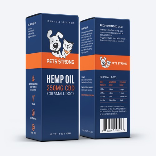 Design a modern package for a Pet CBD product