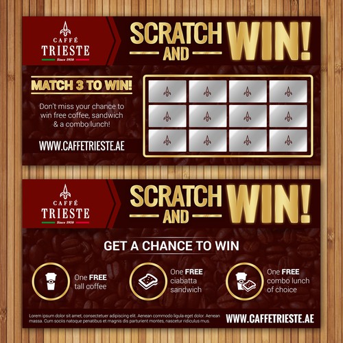 Scratch and Win Coupon card