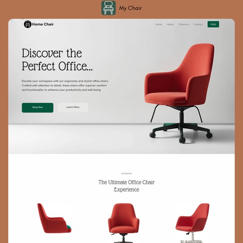 chair shop landing page