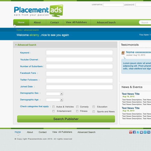 PlacementAds.com Site Redesign