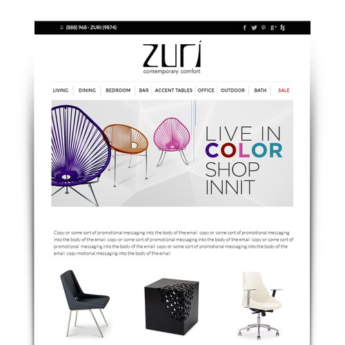Email template for mid-high end modern furniture company