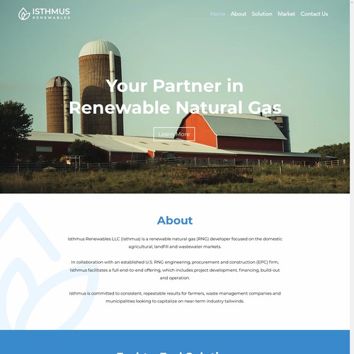 Corporate web page for Isthmus Renewables
