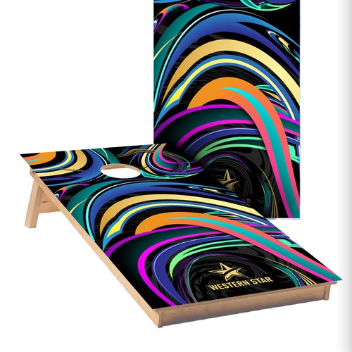 Vibrant Energy Flow – Cornhole Board Design