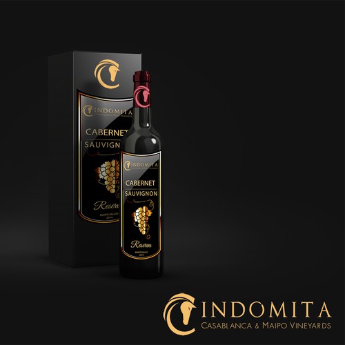 Crea una etiqueta para la linea de vinos Indomita.