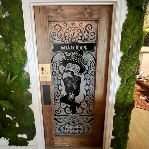 Mexican Style Art Illustration for Restroom Door