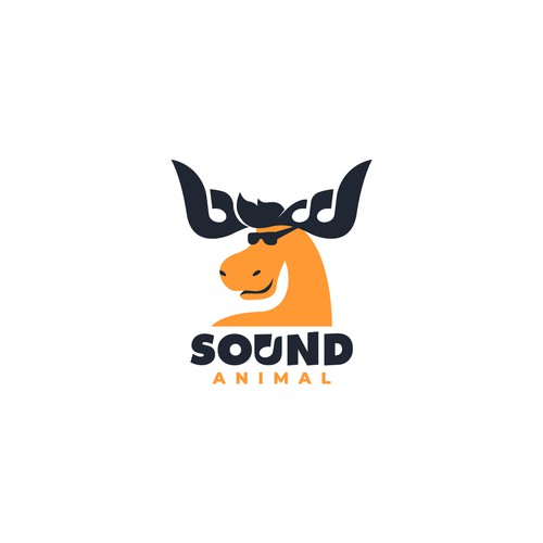 Fun moose with musical note symbols on the horns