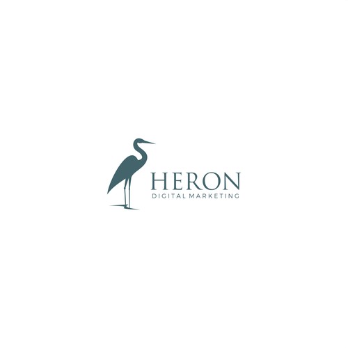 Design a simple, elegant logo with a heron mascot for my digital marketing agency