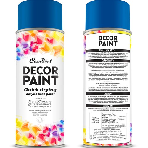 Product Label Design for AEROSOL SPRAY PAINT CAN