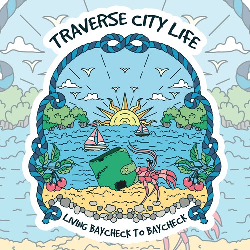 Traverse City sticker design with a bit of humor