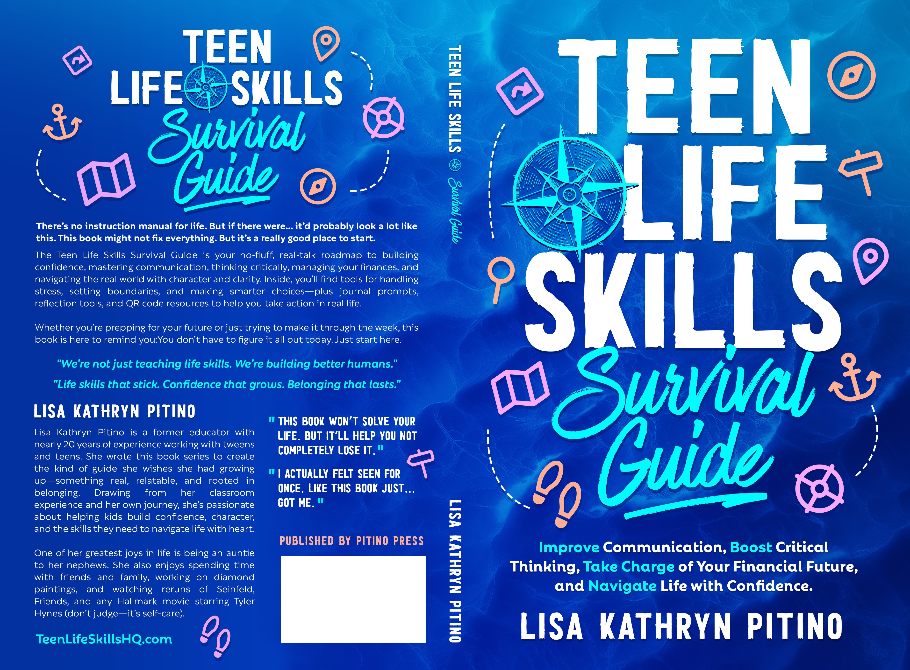 Book cover for teen life skills guide—clean, modern design with compass/navigation theme
