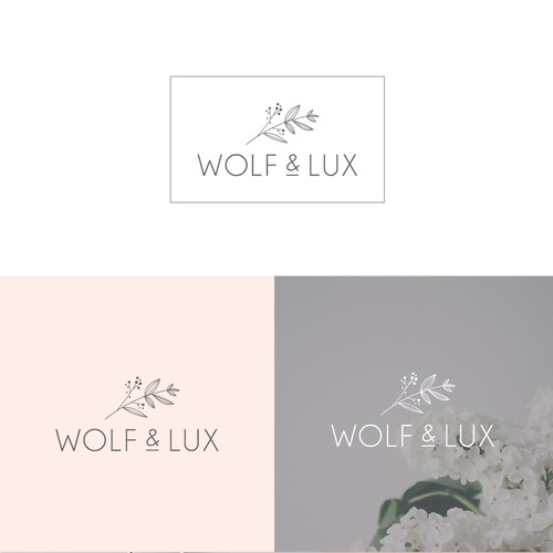 feminine logo design for Wolf & Lux candle and skincare brand
