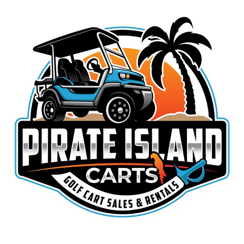Island vibe logo for a golf cart sales and rental business