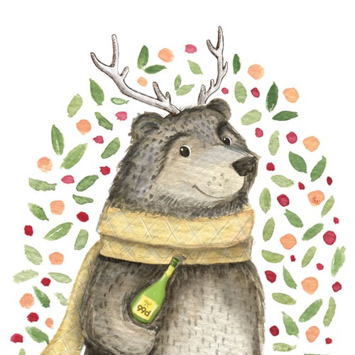 Christmas bear illustration