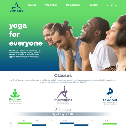 Web page for Yoga Studio