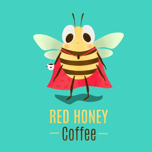 Red Honey Coffee mascot concept 