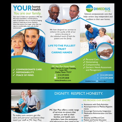 Create the next brochure design for Dimedius