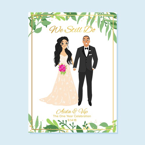  Design an Anniversary Card for 1 year Wedding Anniversary Celebration