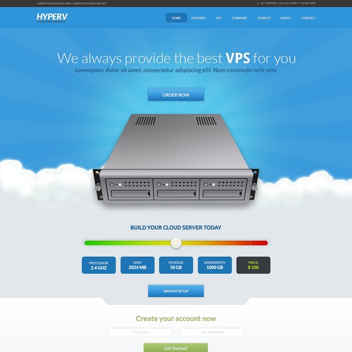 Create a award winning landing page for VPS Seller