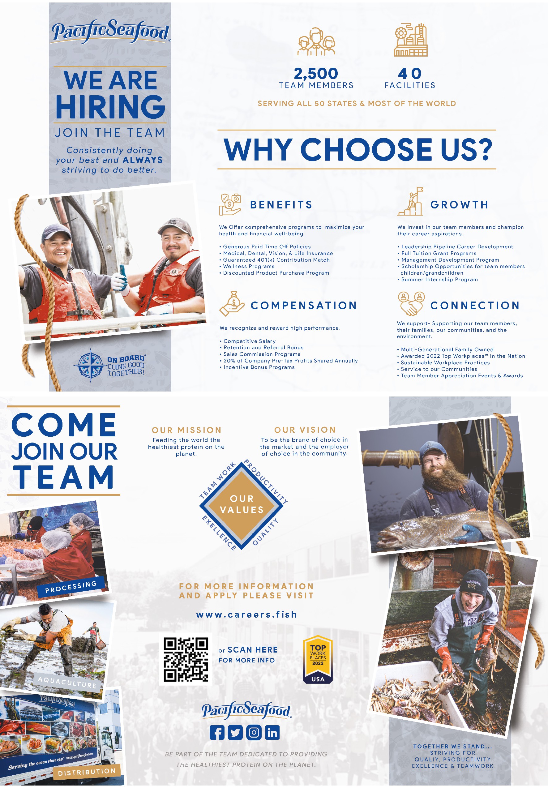 Modern/Clean Recruiting Flyer for Large US Seafood Company - Pacific Seafood