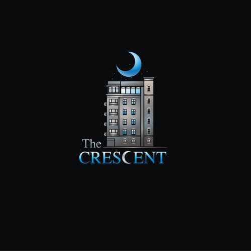 The Crescent: Logo for Upscale/Urban/Chic Residential Building
