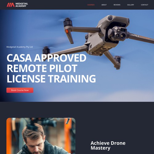 Website design for Wedgetail Academy - CASA Approved Remote Pilot License Training