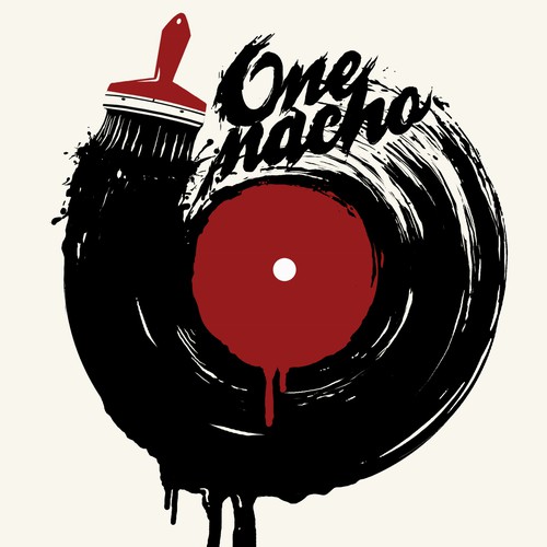 Design a brush painting a vinyl disc on a tshirt in a fun and creative way