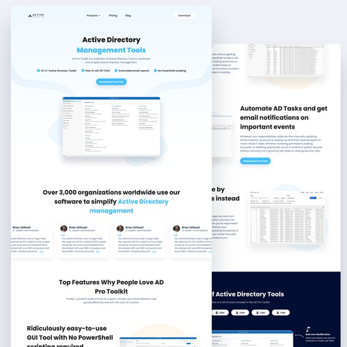 Landing page for desktop software