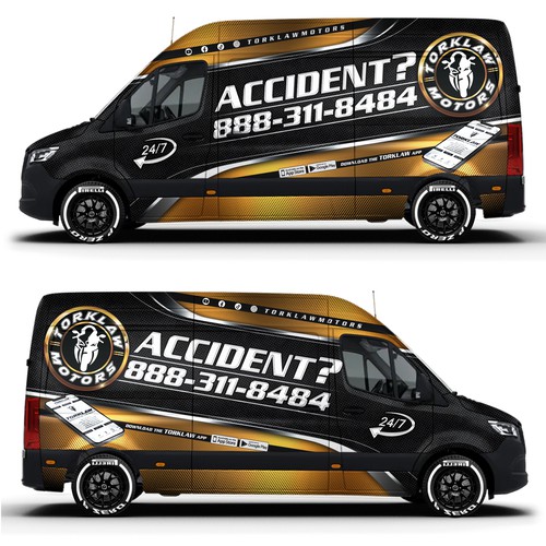 Motorcycle Lawyers Mercedes Benz Cargo Van Wrap