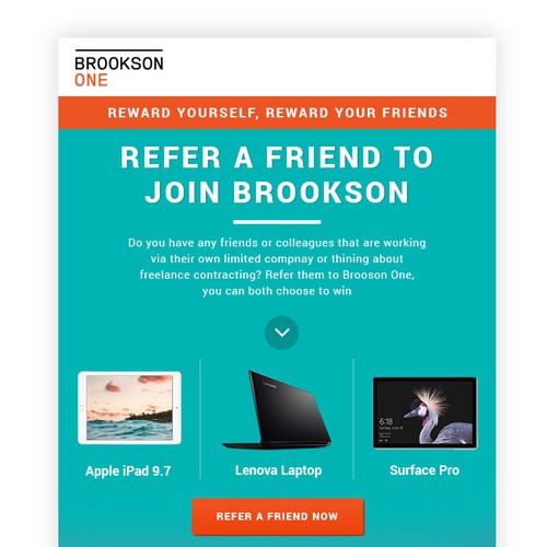 Email design for Refer a Friend tech campaign