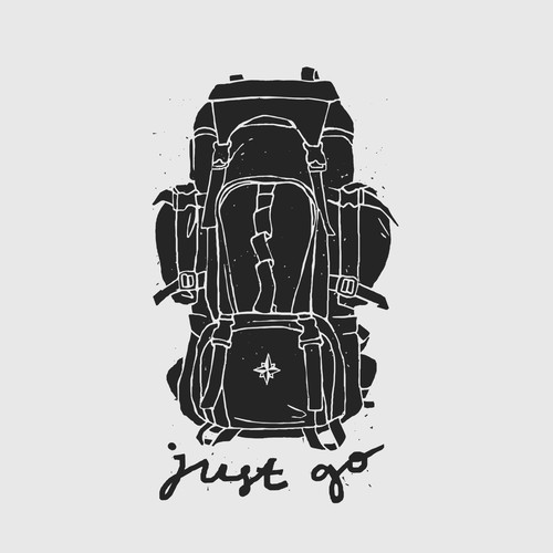 Hand Drawn Outdoor Backpack Illustration.