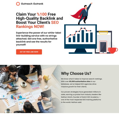 Landing page design