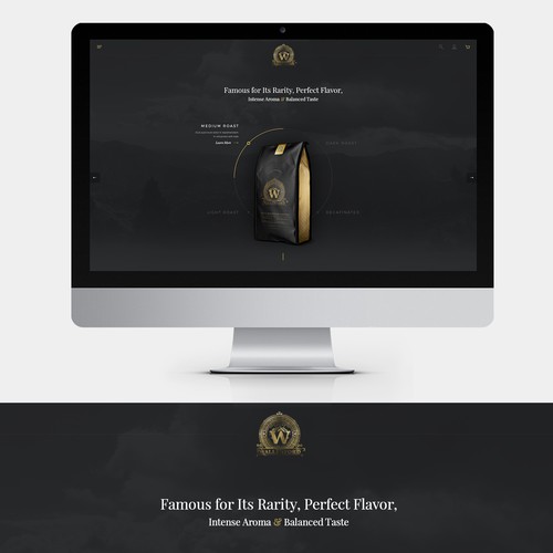 Landing page design for a coffee company