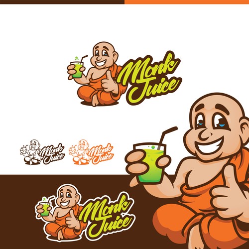Logo and character design for Monk Juice