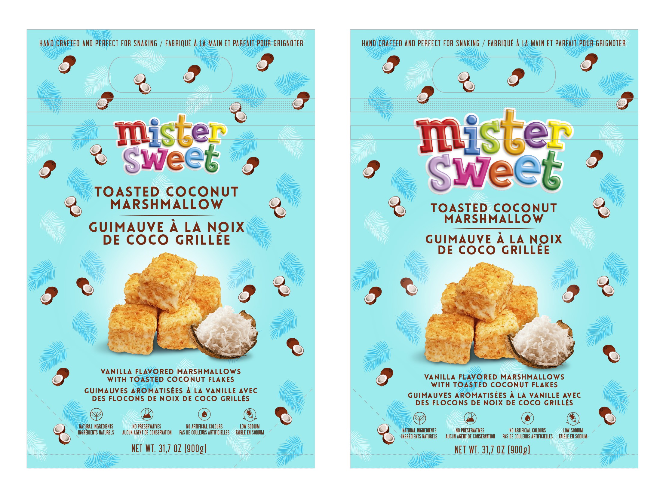 Create a delicious premium toasted coconut marshmallow packaging