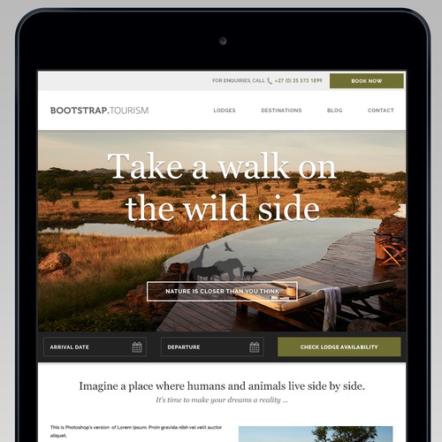 Safari Lodges Accommodation Website Design for Private Game Reserve