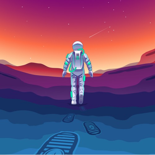Astronaut Footprint Illustration