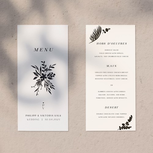 Wedding Menu Cards