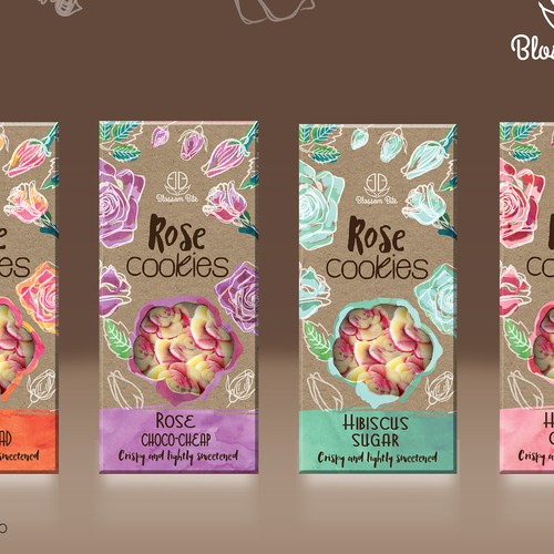 Blossom Bite Flower cookies package design