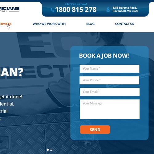 Website Header for Electricians On Call