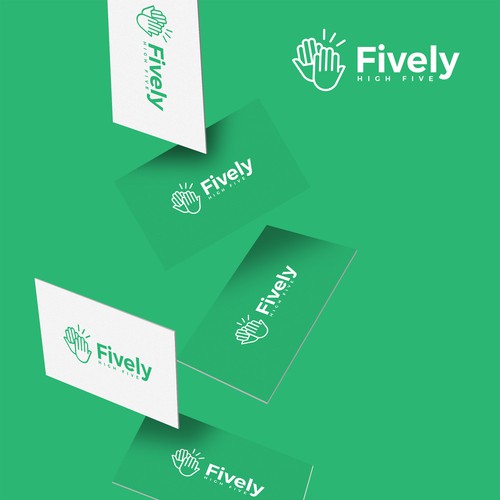 Bold high-five logo for Fively tech startup