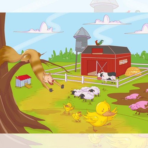 Cartoon farmyard