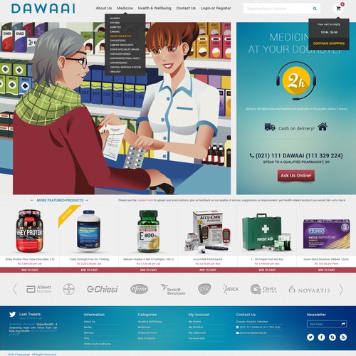 Create an e-commerce design for healthcare and medicine delivery service
