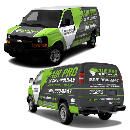 Stand out chevy van wrap design for AIR PRO HVAC company