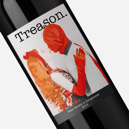 Bold red wine label 
