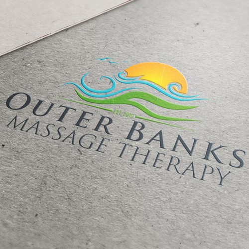 Beach theme incorporated into Massage Therapy logo