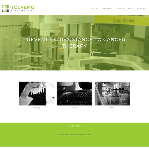 Squarespace website design for Tolremo Therapeutics